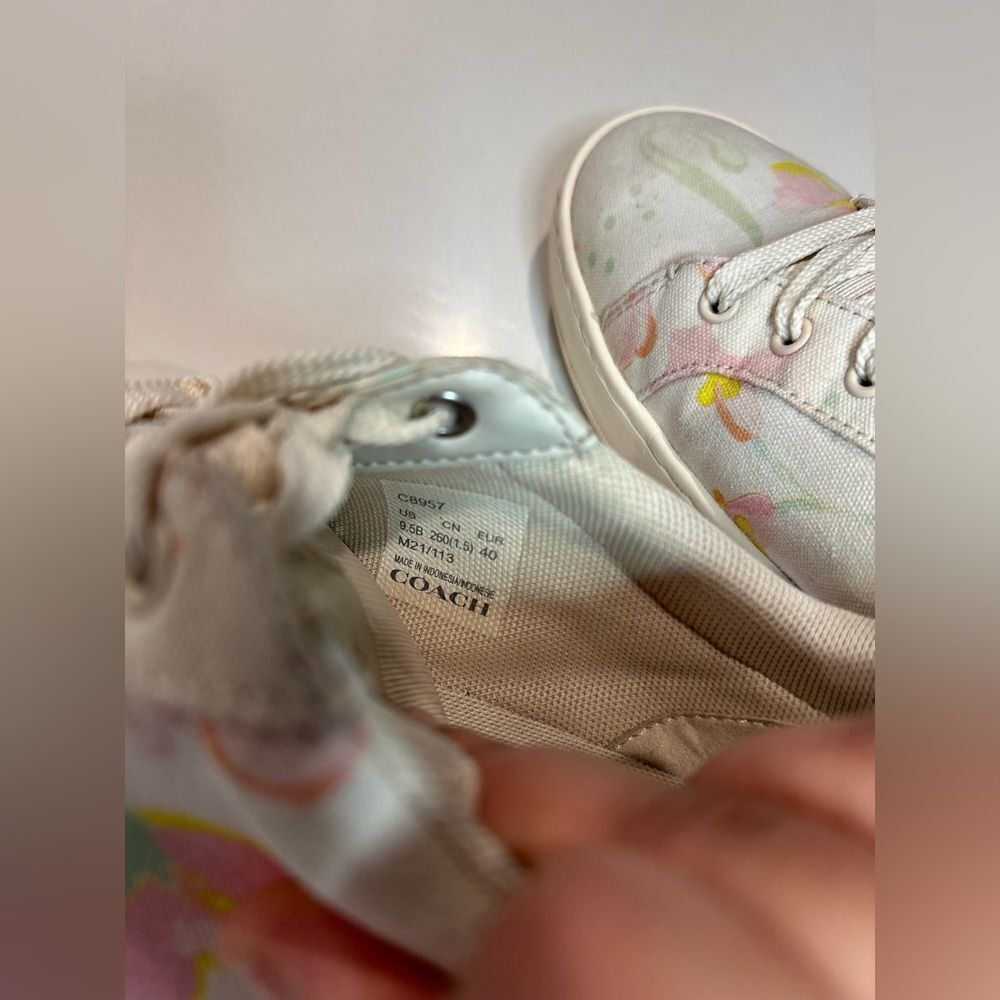 Coach Women's Clip Leather Low Top Sneaker Chalk Floral - Picture 6 of 6